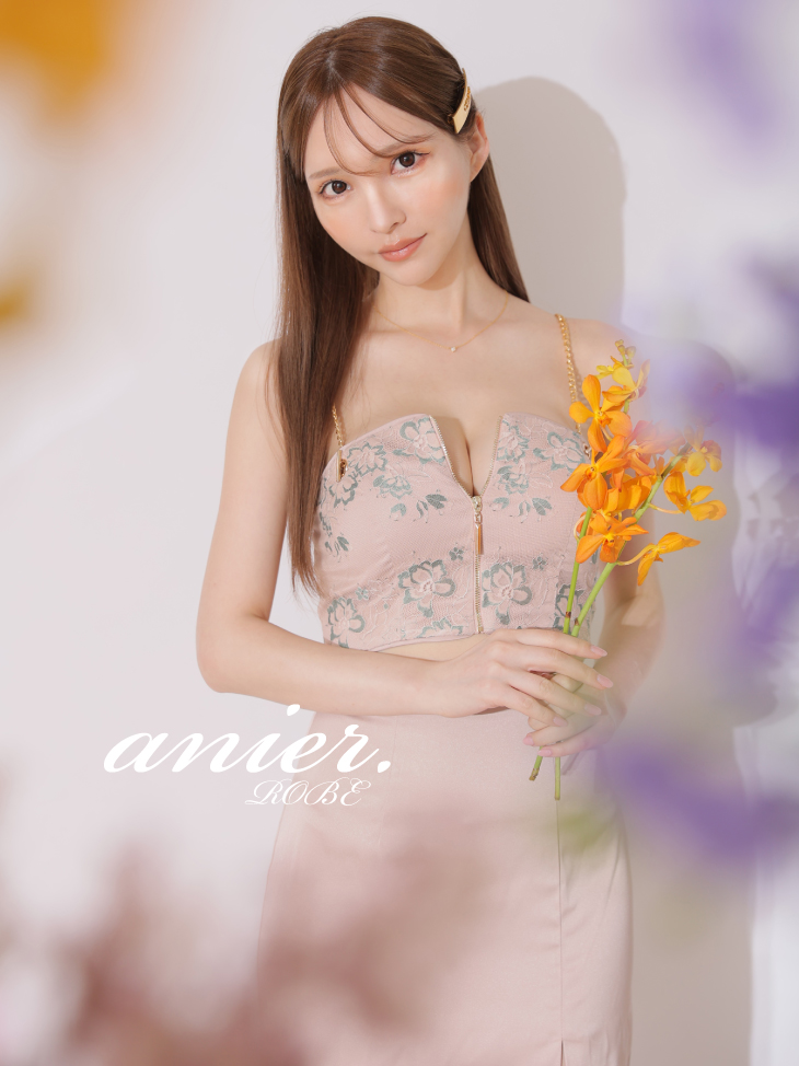 Flower lace chain tight midi setup dress(anier4026)