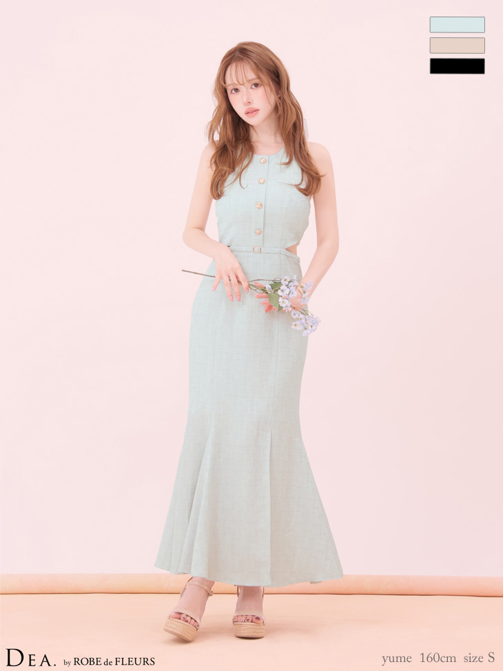 ★予約商品★【5月下旬頃入荷予定】【XSサイズあり】ジャガードバックリボンマーメイドロングキャバドレス(DE4666)