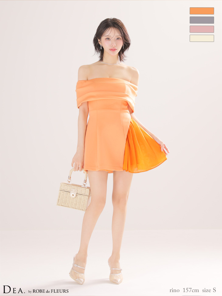 ★予約商品★【６月下旬頃入荷予定】【XS〜Lサイズあり】サテンプリーツドレープミニキャバドレス (DE4901)