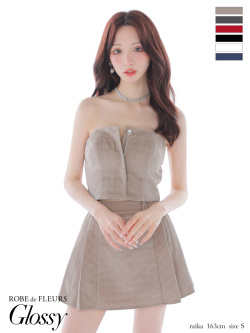 【XSサイズあり】スエードチェックベア×プリーツミニキャバドレス(GL3284)