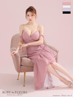 【XSサイズあり】アシンメトリーラメニットチュールセットアップキャミキャバドレス(fm3295)