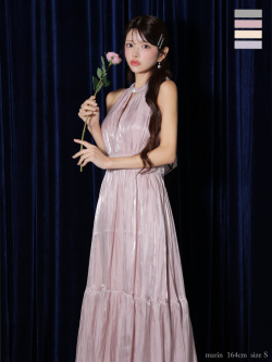 【XS～Lサイズあり】2way♥バストカットサテンリボンフレアロングキャバドレス(DE3366)