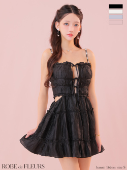 ★予約商品★【4月中旬頃入荷予定】【XSサイズあり】シャーリングサテンウエストスリットフレアミニキャバドレス(fm3377)