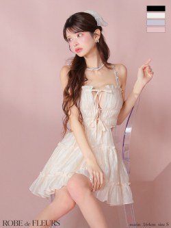 ★一部予約商品★【8月上旬頃入荷予定】【XSサイズあり】シャーリングサテンウエストスリットフレアミニキャバドレス(fm3377)