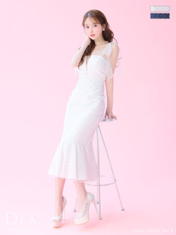 ★予約商品★【4月下旬頃入荷予定】【Lサイズあり】ドットチュールマーメイドキャミキャバドレス(DE3380)