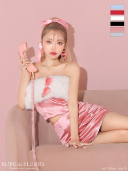 如月れいちゃんコラボ♡【XS～Lサイズあり】Heart bijou satin setup dress (fm3759)