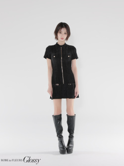 【XSサイズあり】起毛ニットジップアップ半袖セットアップミニキャバドレス(GL3964)