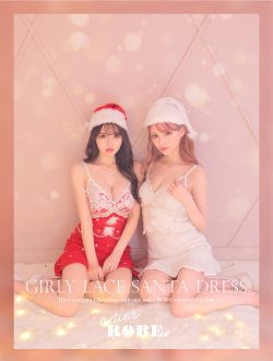 【XSサイズあり】Girly Lace Santa Dress(anier4009)[帽子付き・胸元のファー取り外し可能］