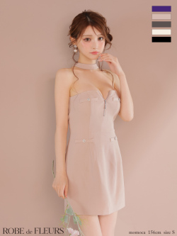 ★一部予約商品★【8月中旬頃入荷予定】【XSサイズあり】2wayネックリボンバストジップミニキャバドレス(fm4111)