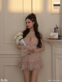 ★予約商品★【8月中旬頃入荷予定】【XS～Lサイズあり】Pétale de brille mini dress (brille4161)