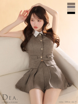 【XSサイズあり】2wayクラシカルベストセットアップフレアミニキャバドレス(DE4306)