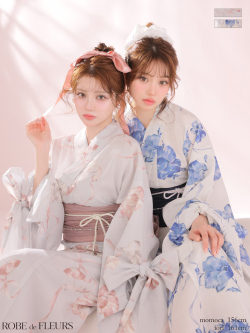 ★予約商品★【5月下旬頃入荷予定】【浴衣】ROBE de FLEURS Ribbon Sleeve Flower Yukata（fm4910）