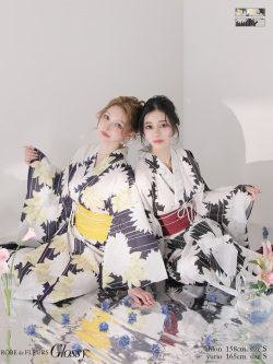 ★予約商品★【5月下旬頃入荷予定】【浴衣】ROBE de FLEURS Glossy Modern Dahlia Yukata (GL5414)