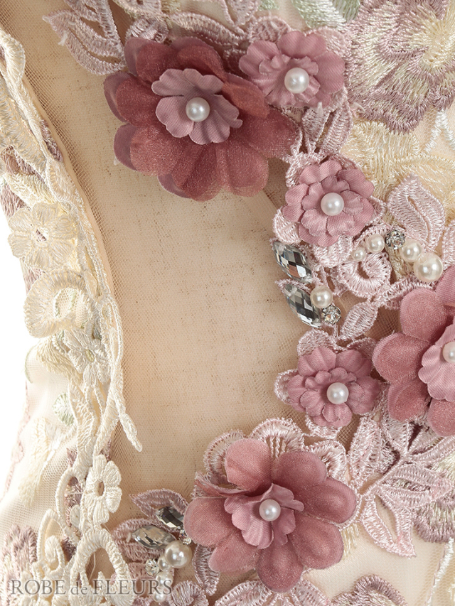 フラワー刺繍チュールレース×タイトミニキャバドレス(fm1640)｜ROBE de  