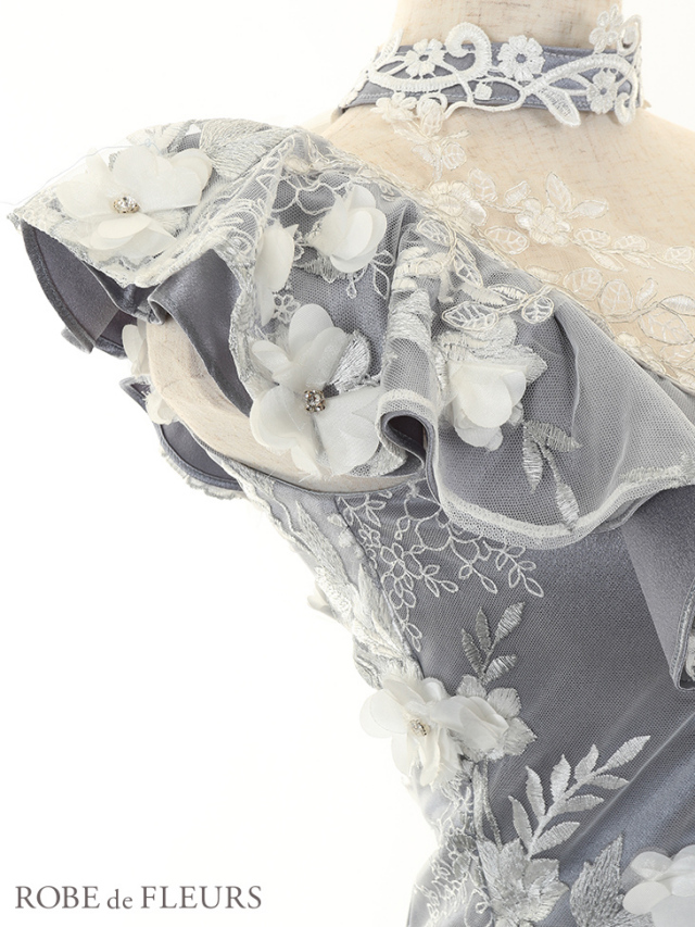 フラワー刺繍レース×アシンメトリータイトミニキャバドレス(fm2037) 