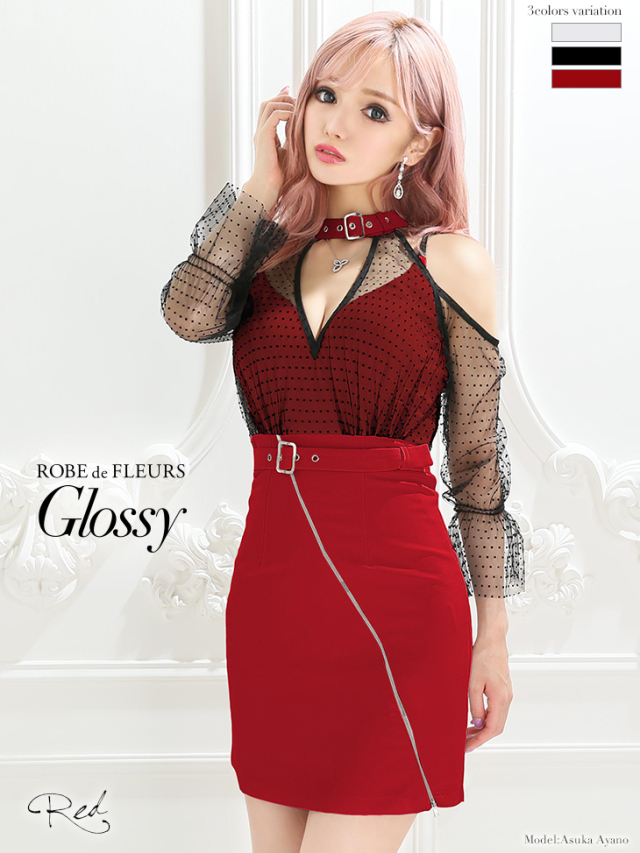 XSサイズあり】ジッパー×ロングスリーブタイトミニキャバドレス(GL2128)