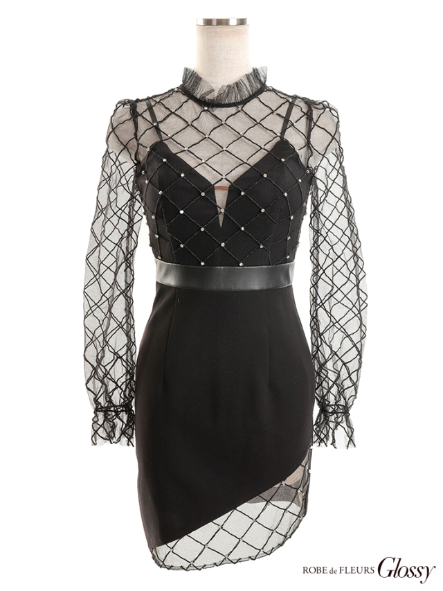 ダイヤチュール×ロングスリーブタイトミニキャバドレス(GL2131) 