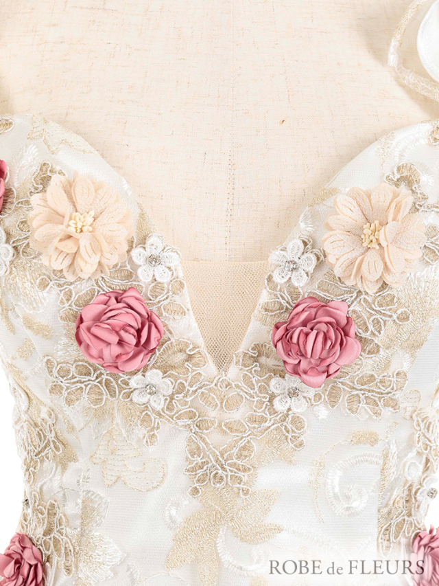 XS～Lサイズあり】サイドチュール切替×フラワー刺繍レースタイトミニ  