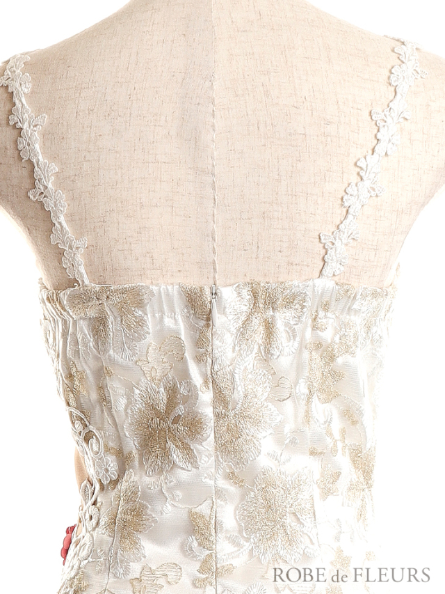 XSサイズあり】3Dフラワーモチーフ×ラメ刺繍レースロングキャバドレス  