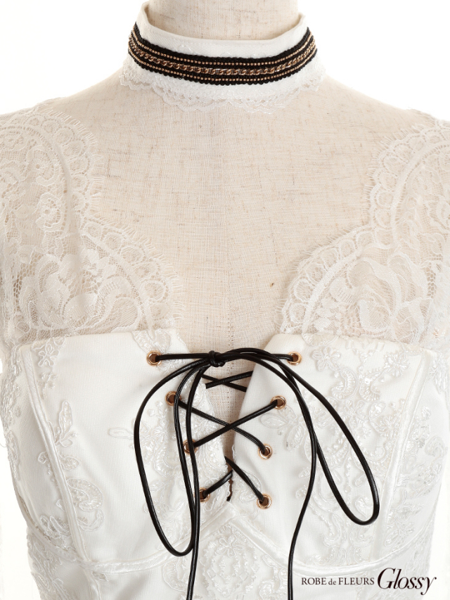 XS～Lサイズあり】Glitter lacy dress[チョーカー付き](GL2193B)