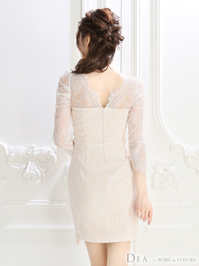 刺繍レース×ロングスリーブタイトミニキャバドレス(DE2288) 