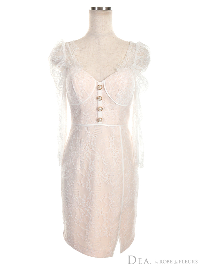 刺繍レース×ロングスリーブタイトミニキャバドレス(DE2288) 