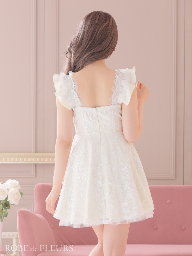 XS～Lサイズあり】立体フラワーモチーフ×フレアミニキャバドレス(fm2327) 