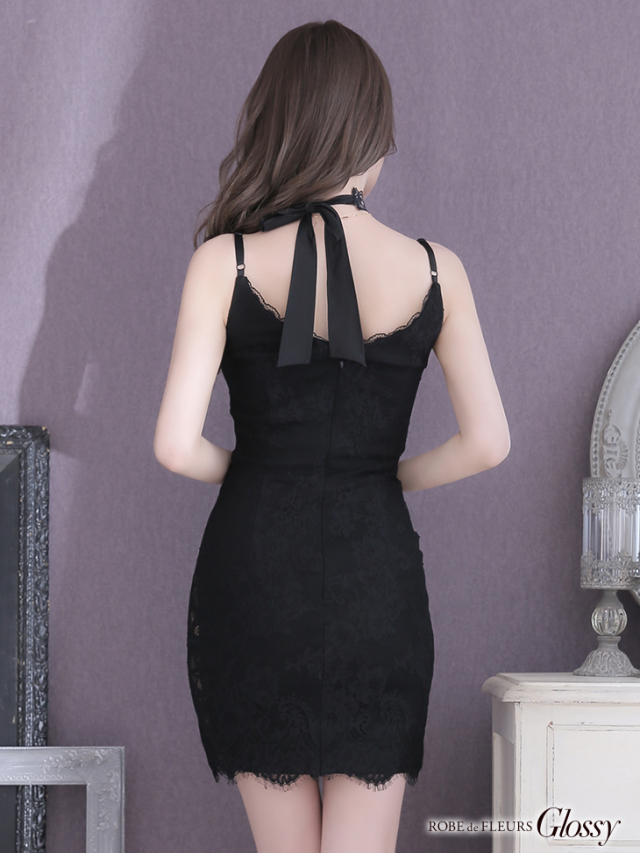 XSサイズあり】片サイドレース切替×タイトミニキャバドレス(チョーカー  