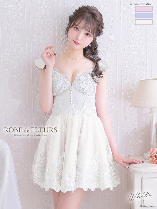 XS～Lサイズあり】Flower pearl feminine dress(fm2381) 