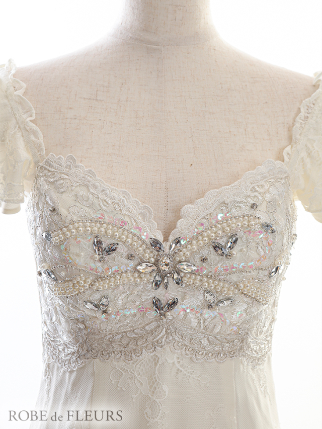 XSサイズあり】スカラップレース×パールビジュータイトミニキャバ  