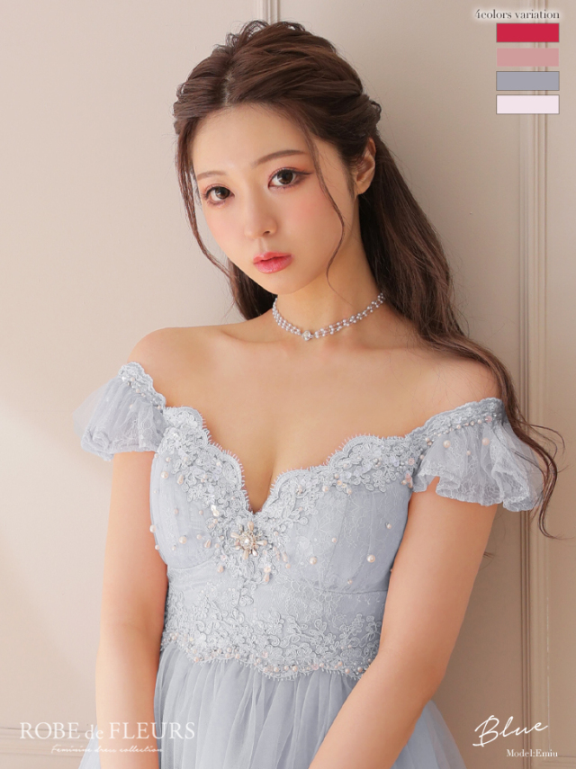 パールビジュー×チュールフレアミニキャバドレス(fm2394) 