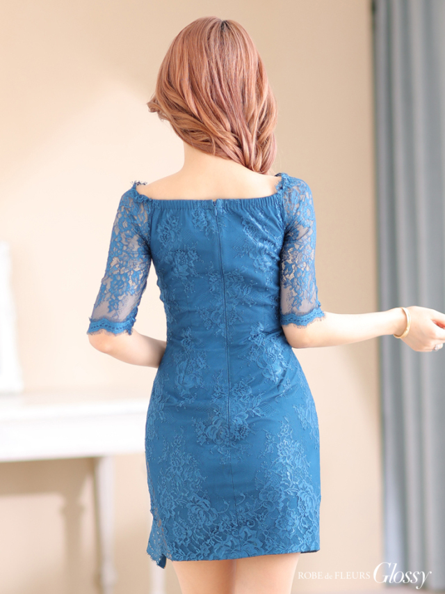 XSサイズあり】オフショルフロントジッパータイトミニキャバドレス(GL2413) 