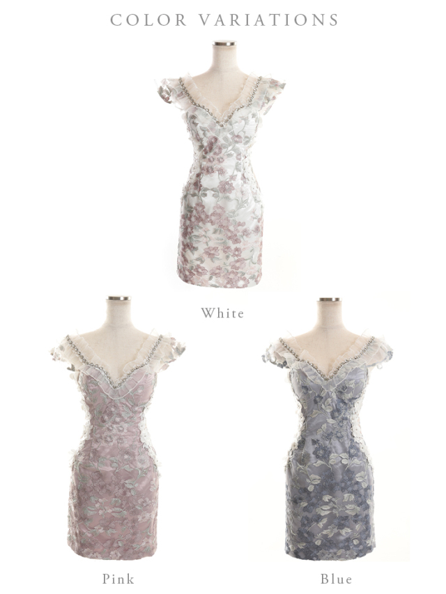 XSサイズあり】フラワー刺繍レースタイトミニキャバドレス(fm2427) 