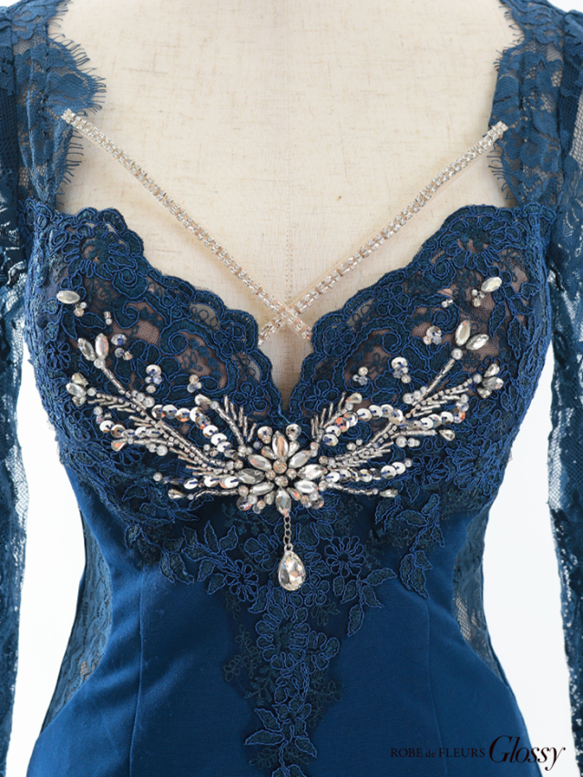 レーススリーブ×バストクロスタイトミニキャバドレス(GL2473) 