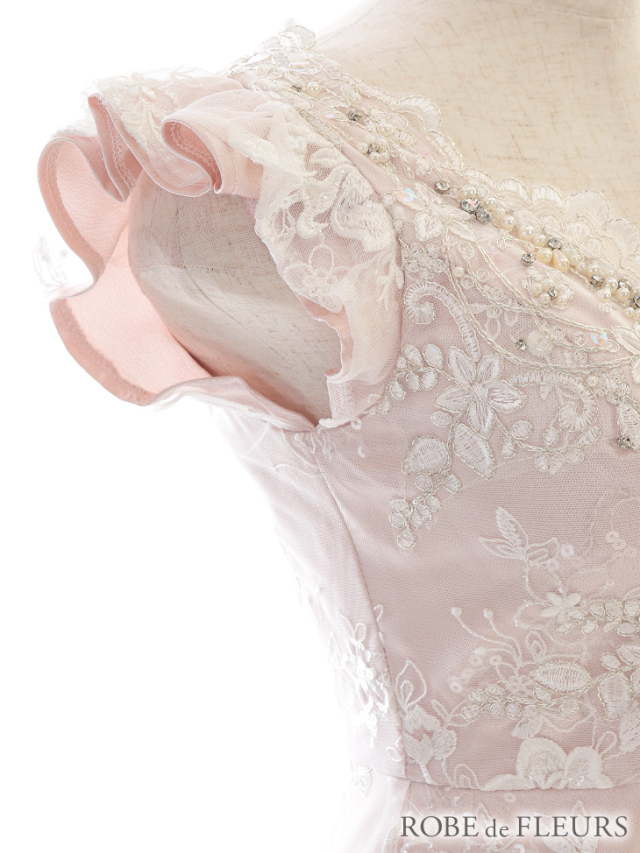 XS～Lサイズあり】刺繍レース×パステルサテンフレアキャバドレス(fm2484) 