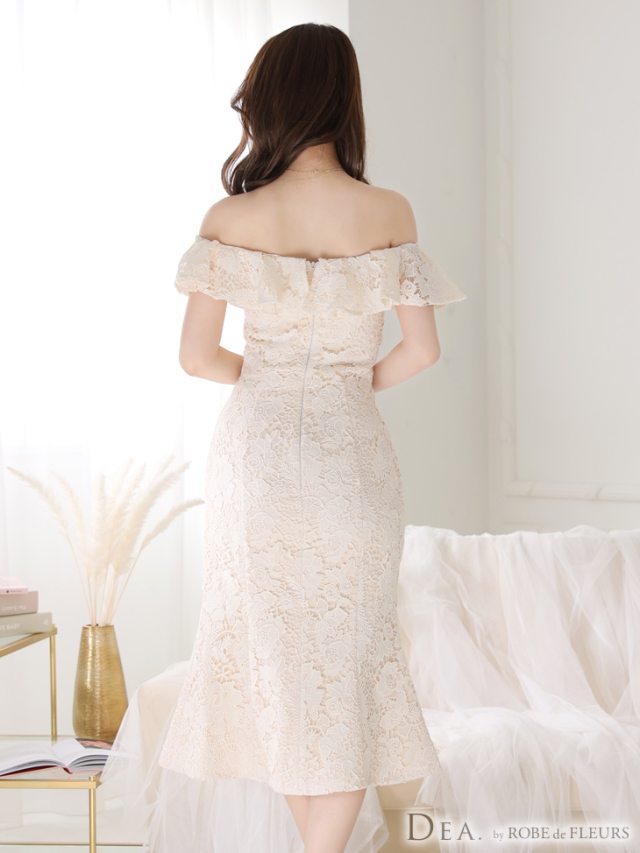 Lサイズあり】フリルレースミディキャバドレス(DE2489) 