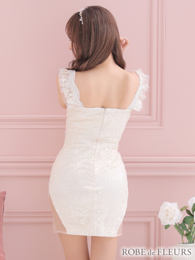 XSサイズあり】立体フラワーモチーフ×パステルサテンタイトミニキャバ  