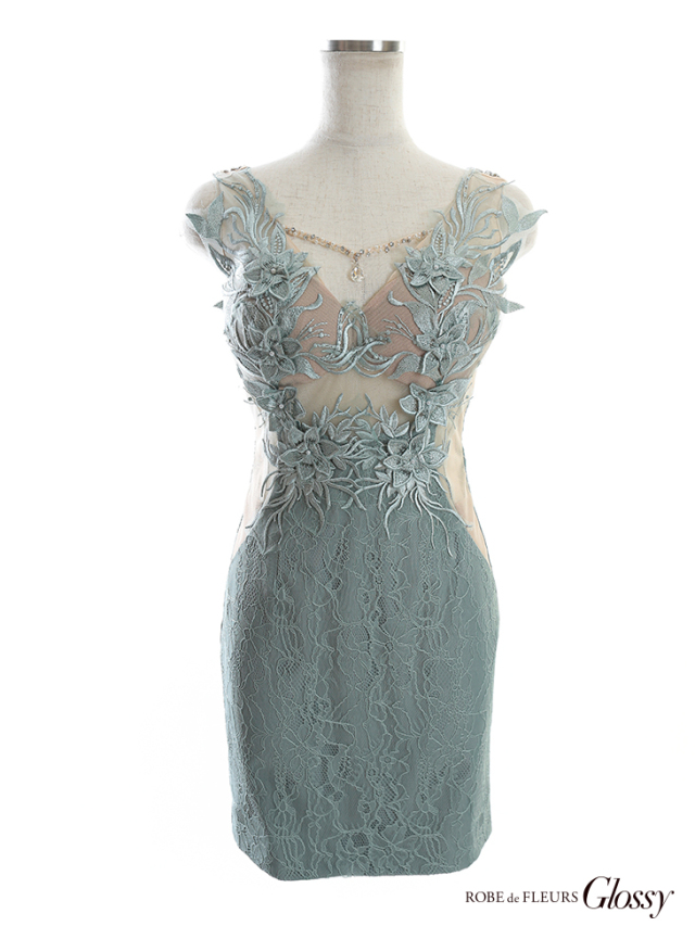 2575＊フラワービジュー付スリーブドレスwhL （LU-0157 - Lulu felice  