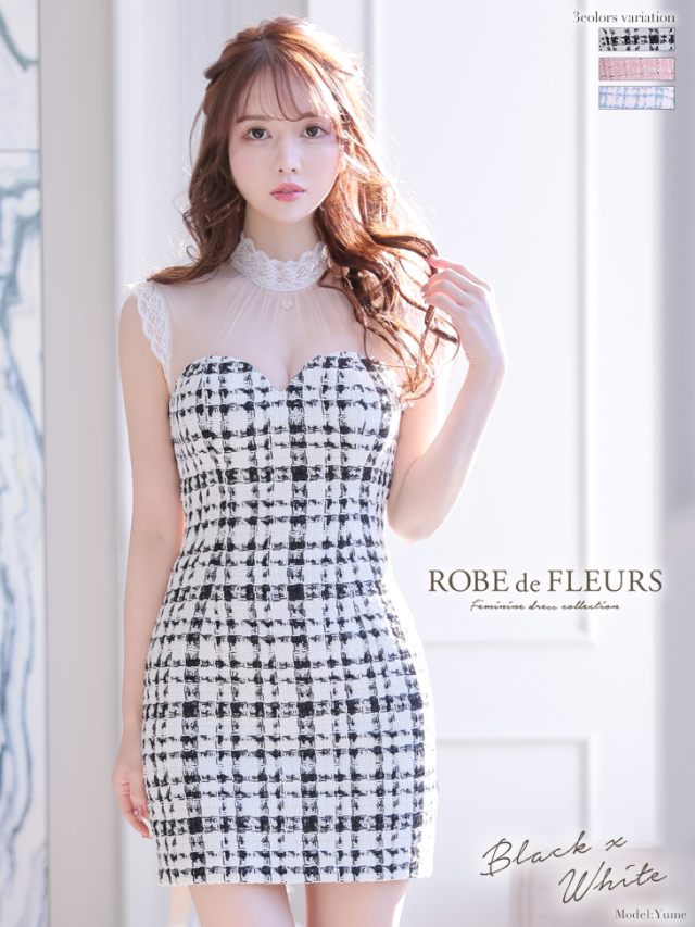 XS～Lサイズあり】ツイード×チュールベール2WAYミニキャバドレス(fm2559) 