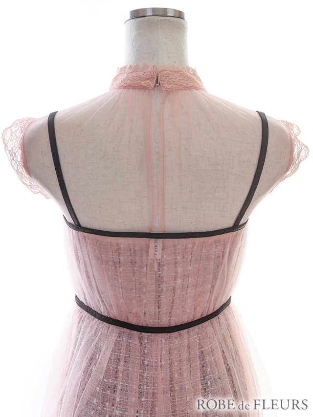 XS～Lサイズあり】ツイード×チュールベール2WAYミニキャバドレス(fm2559) 