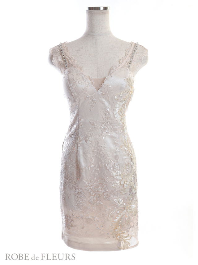 XS～Lサイズあり】立体フラワーモチーフxノースリーブタイトミニ  