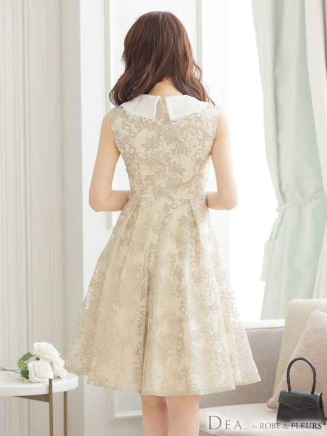 XS～Lサイズあり】2WAY襟付きレースクラシックフレアキャバドレス(DE2587) 