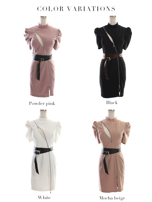 XSサイズあり】ベルト付きジッパータイトミニキャバドレス(GL2589) 