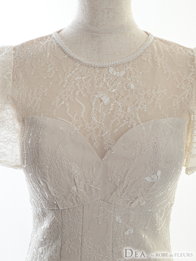 Lサイズあり】スパンコール付きレースxフリル袖マーメイドキャバ  