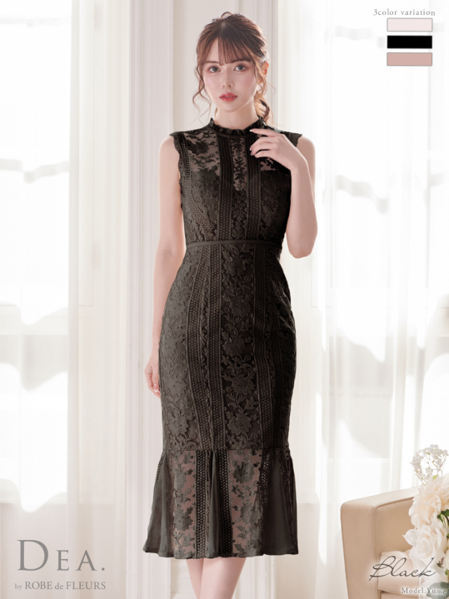 Lサイズあり】レースノースリーブマーメイドキャバドレス(DE2665) 