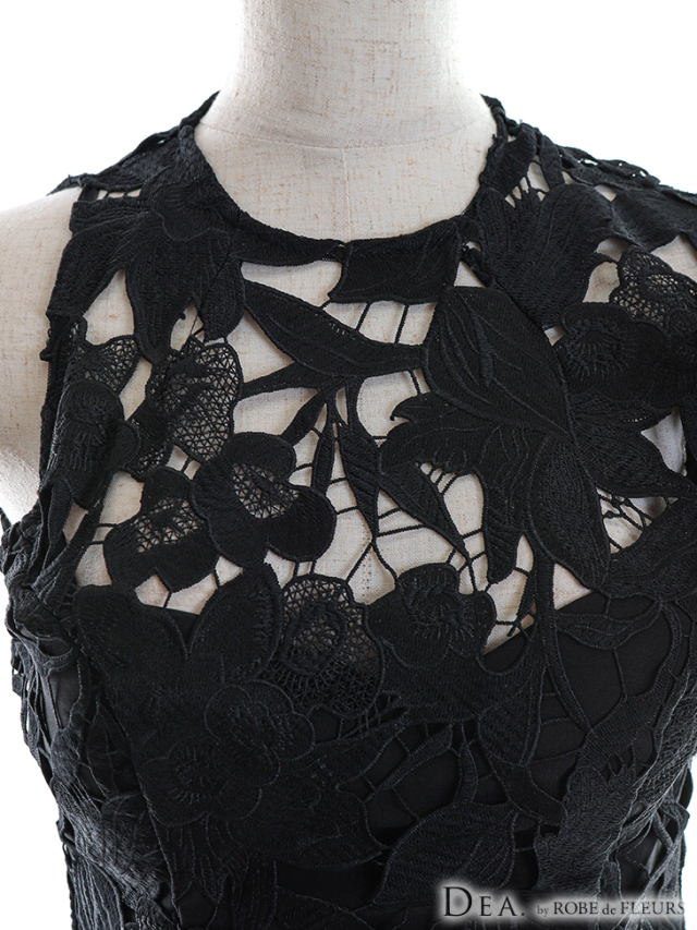 Lサイズあり】アシンメトリーフリルxケミカルレースミディキャバ  