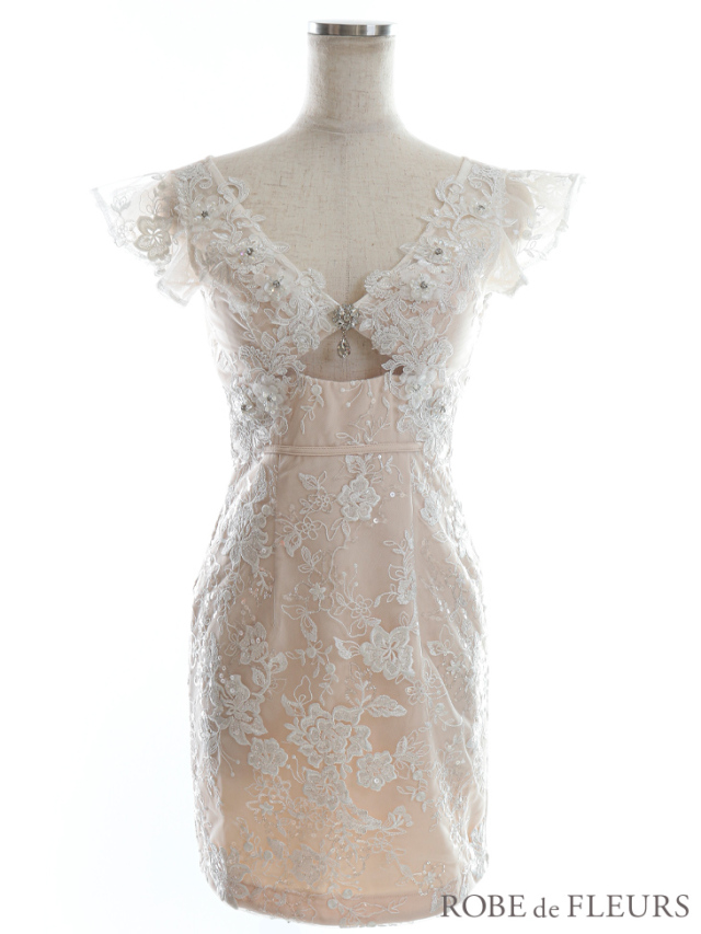 XSサイズあり】フラワーレースxカットデザインミニキャバドレス(fm2806) 