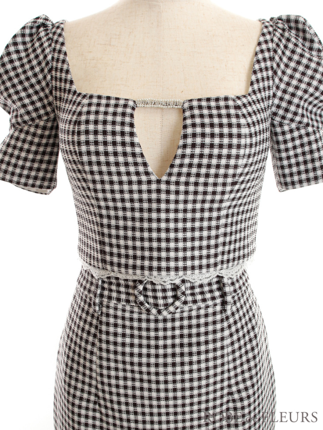 XSサイズあり】ギンガムチェック×レースセットアップミニキャバドレス  