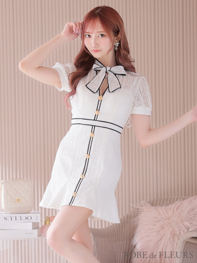 XS～Lサイズあり】リボン×レースミニキャバドレス(fm2944) 