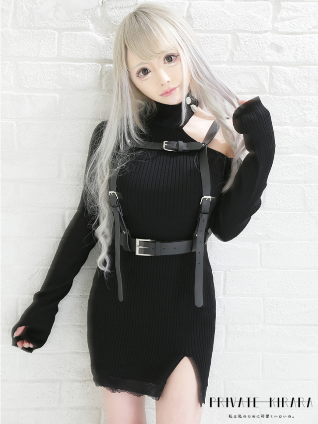 Rib Knit One Piece ハーネスベルト付き Pk3028